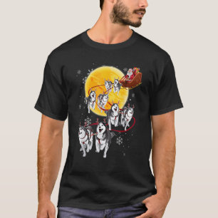 Camiseta Passeio engraçado de Papai Noel de trenó Husky Sib