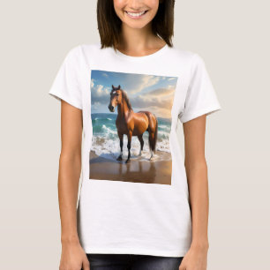 Camiseta **"Passeio Majestoso: Cavalo Marrom Orgulhoso na P