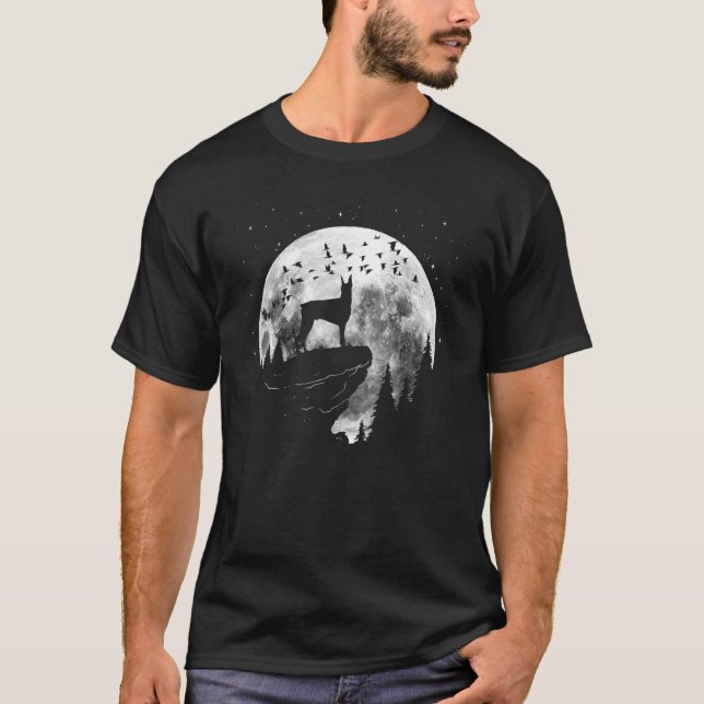 Camiseta Passeio Noturno da Raça Canina Dobermann para Prop (Frente)