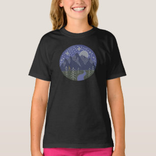 Camiseta Passeio Noturno Estrelado do Pé-Grande   Arte Folc