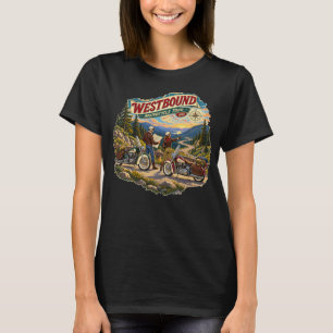 Camiseta Passeios de Moto para o Oeste Mulheres Vintage Ame