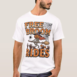 Camiseta Passeios de vassoura grátis desenho de bruxa de Ha