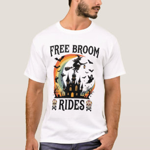 Camiseta Passeios de Vassoura Grátis Halloween Bruxa Castel