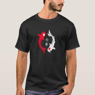Camiseta Passivo Ativo Vermelho Yin Branco Yang Peixe Koi E