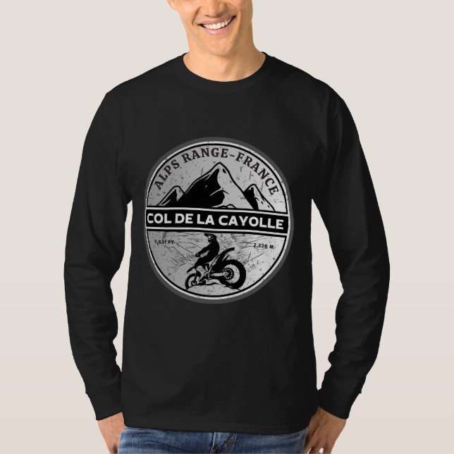 Camiseta Passo comum de la Cayolle francês Alpes motobike (Frente)