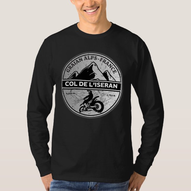 Camiseta Passo comum francês Col de l’Iseran Alpes motobike (Frente)