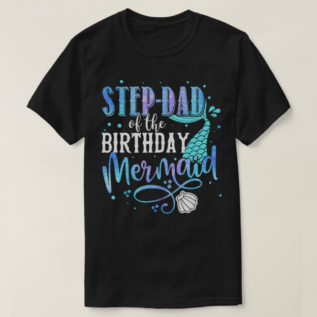 Camiseta PassoPai Da Família De Sereias De Aniversário Que  (Frente do Design)