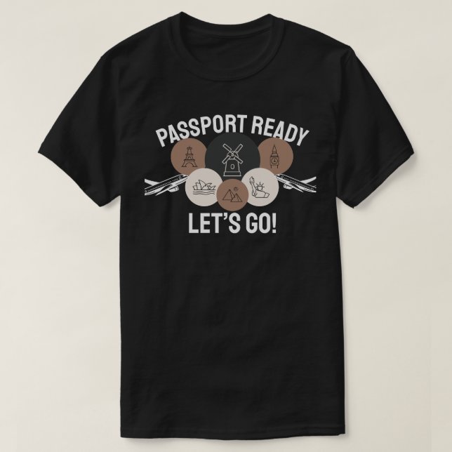 Camiseta Passport Ready, Let’s Go! (Frente do Design)
