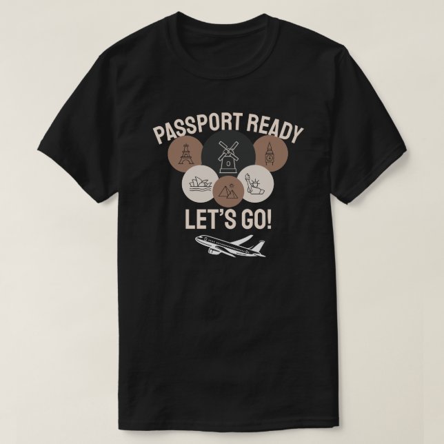Camiseta Passport Ready, Let’s Go! (Frente do Design)