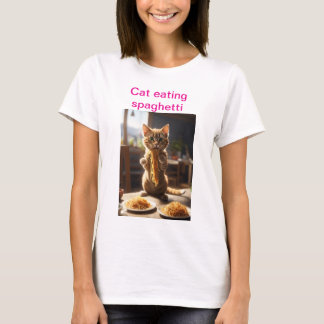 Camiseta "Pasta de Pata: Gato Comendo Espaguete T-Shirt"
