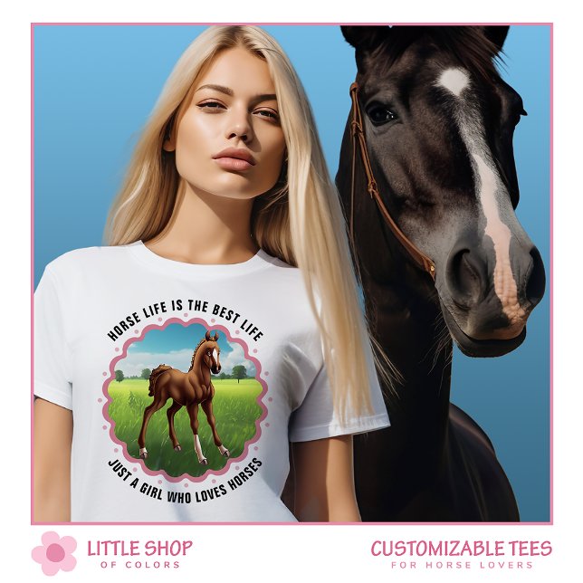 Camiseta Pastagens Verdes Horse Foal Personalizáveis (Criador carregado)