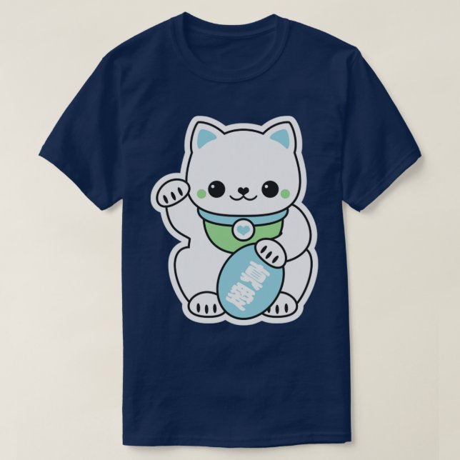 Camiseta Pastel Blue Maneki Neko (Frente do Design)