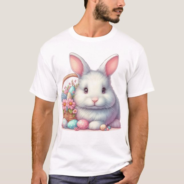 Camiseta Pastel Bonito Coelho da Páscoa (Frente)