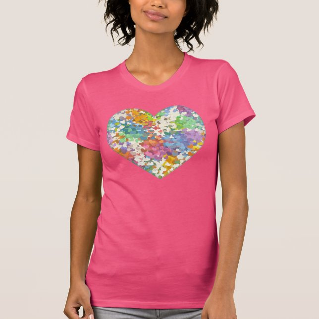 Camiseta Pastel Confetti Hearts Pink T-Shirt (Frente)