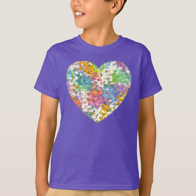 Camiseta Pastel Confetti Hearts Purple T-Shirt (Frente)
