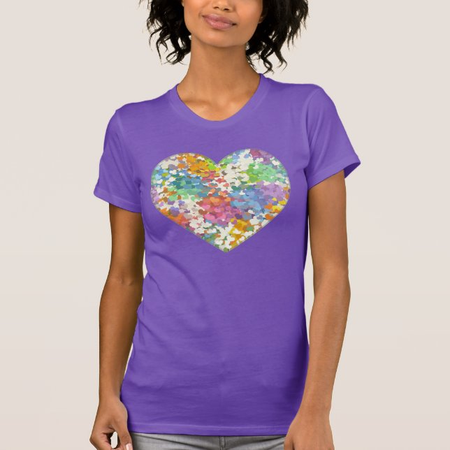 Camiseta Pastel Confetti Hearts Purple T-Shirt (Frente)