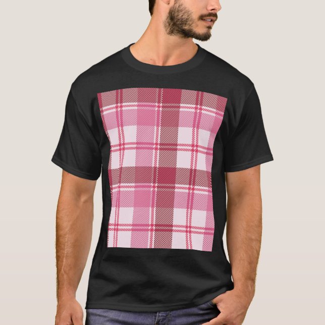 Camiseta Pastel cor-de-rosa xadrez: grelha quadrada contínu (Frente)