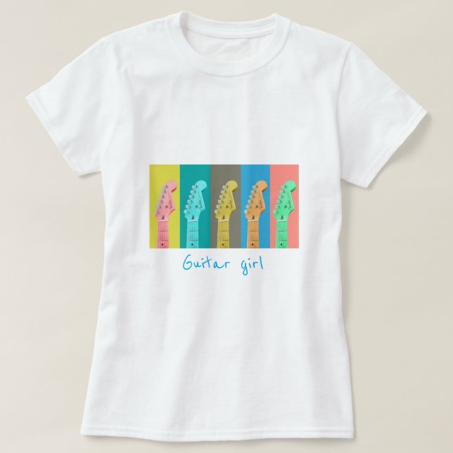 Camiseta Pastel de guitarra retro música moderna (Frente do Design)