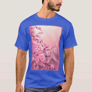 Camiseta Pastel Dinamarquês Aestético Cherry Blossom Japonê