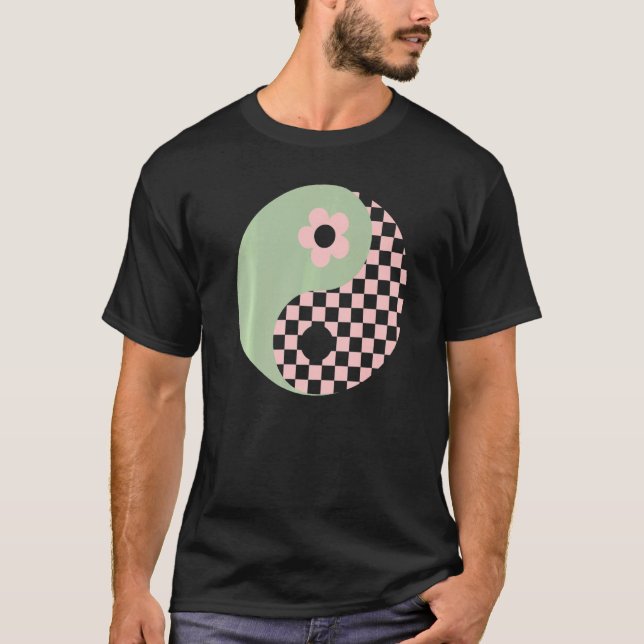 Camiseta Pastel Dinamarquês Aestético Ying Yang Flower Yin  (Frente)