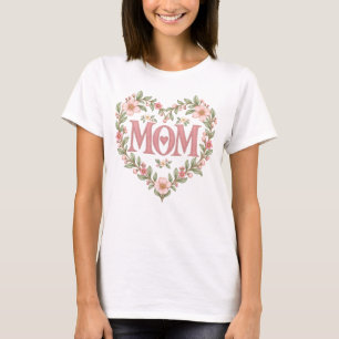 Camiseta Pastel Floral Coração Mamãe