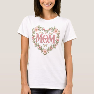 Camiseta Pastel Floral Coração Mamãe