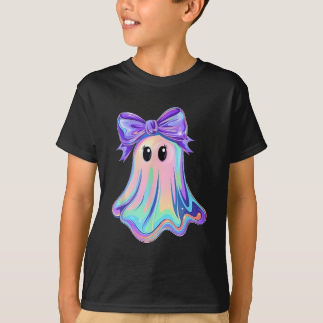 Camiseta Pastel Galaxy Ghost Halloween Girl Kids Ghost Coqu (Frente)