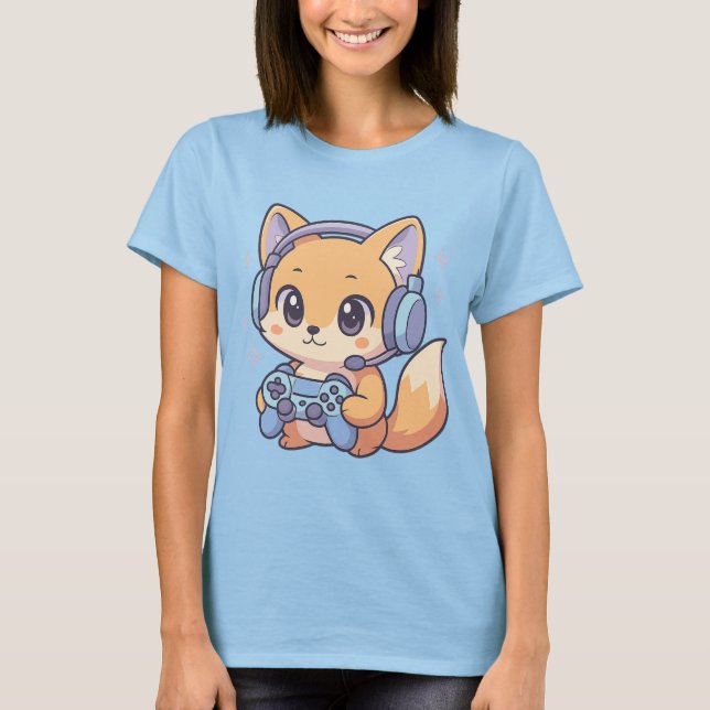 Camiseta Pastel Gamer Fox para Mulheres (Frente)