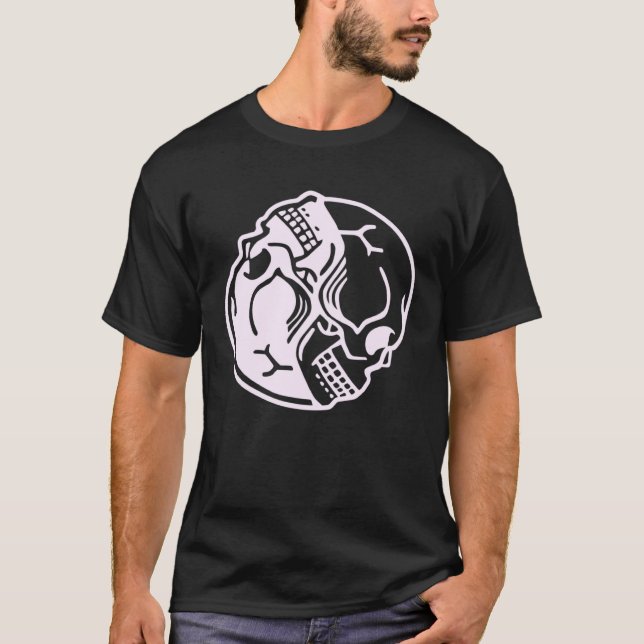 Camiseta Pastel Goth Aesthetic Pink Ying Yang Skull Graphic (Frente)