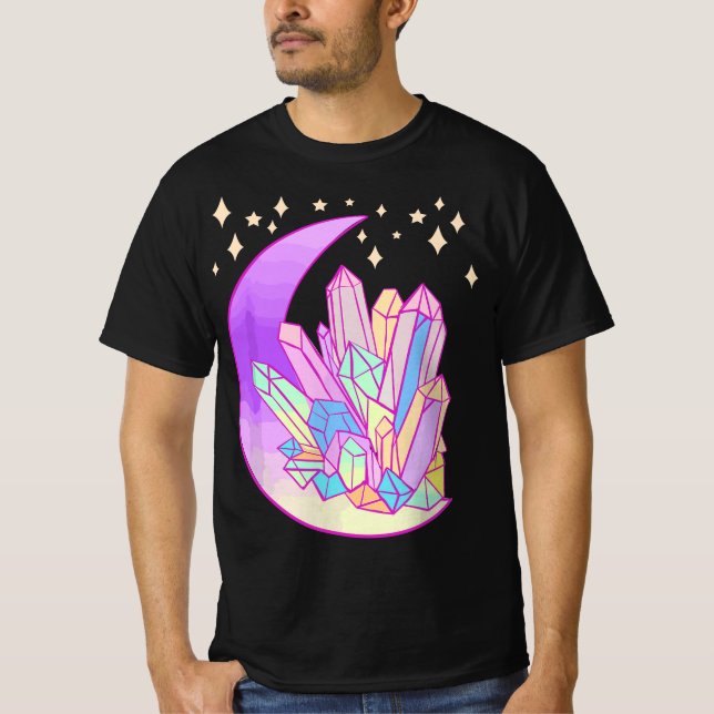 Camiseta Pastel Goth Crystal Cluster Glowing Moon Kawaii Wi (Frente)