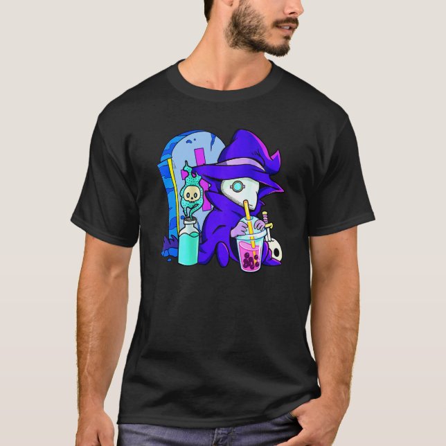 Camiseta Pastel Goth Cute Creepy Plague Doctor Boba Bubble  (Frente)