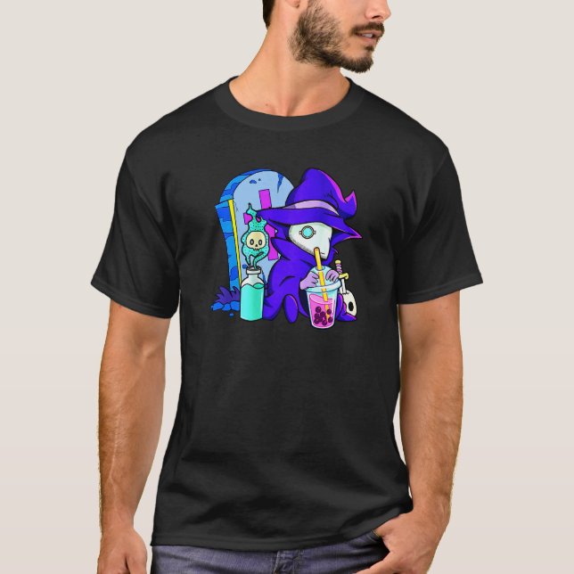 Camiseta Pastel Goth Cute Creepy Plague Doctor Boba Bubble  (Frente)