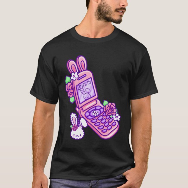 Camiseta Pastel Goth Flip Phone Vampire Bunny Y2K Aesthetic (Frente)