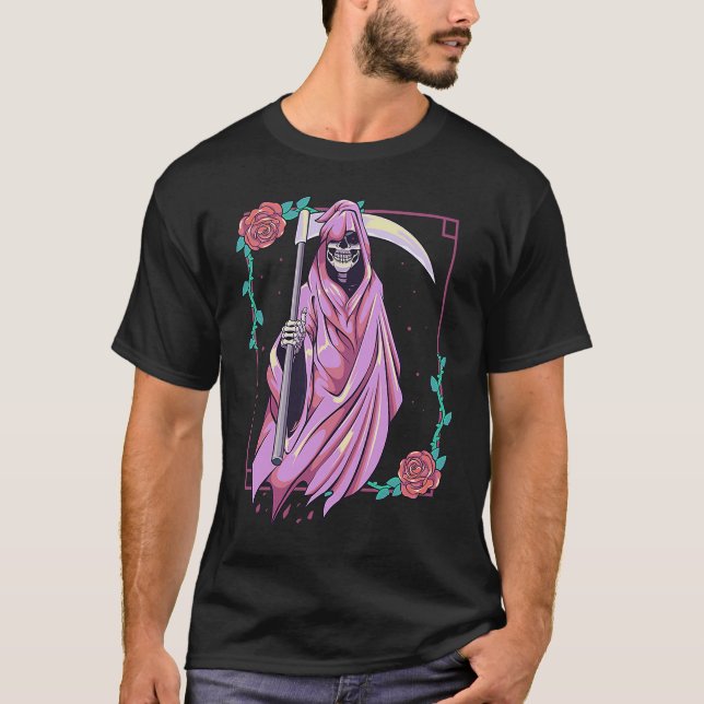 Camiseta Pastel Goth Occult Spooky Grim Reaper Ghost Tarot (Frente)