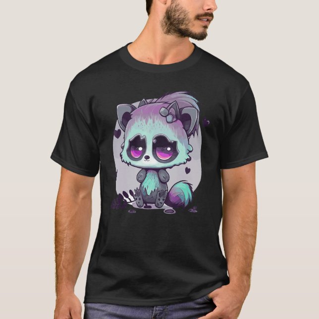 Camiseta Pastel Goth Raccoon Creepy Cute Menhera Gothic (Frente)