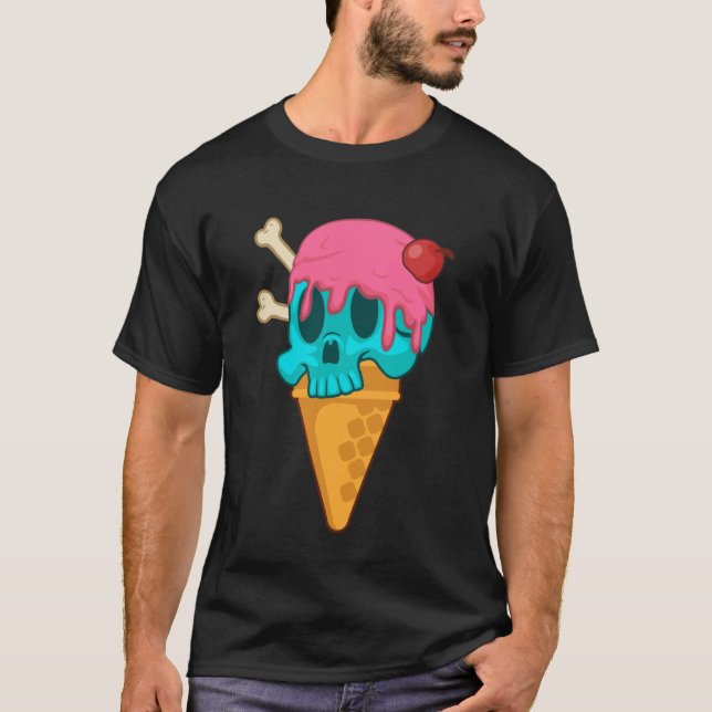 Camiseta Pastel Goth Skull Ice Cream Dessert Food Ice Cream (Frente)