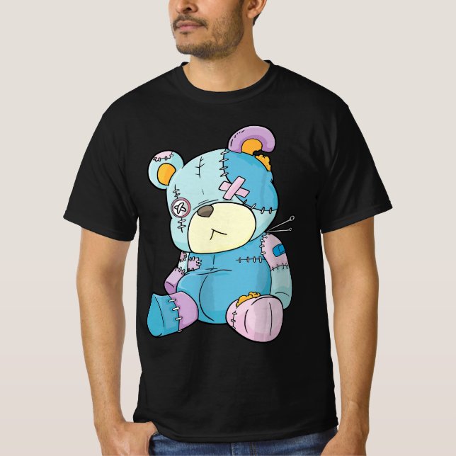 Camiseta Pastel Goth Teddy Bear Nu Goth Menhera Kawaii Anim (Frente)
