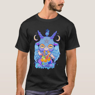 Camiseta Pastel Gótico Baphomet Ramen Noodles Japão Comida