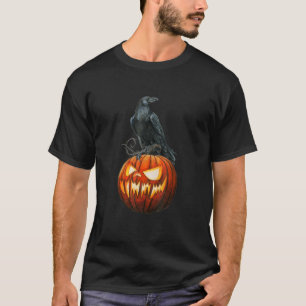 Camiseta Pastel Gótico Crow Pumpkin Aestésico do Dia das Br