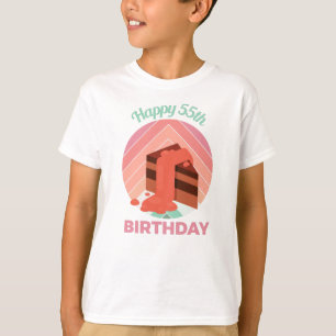 Camiseta Pastel Happy 55ª Peça de Bolo de Festa de aniver
