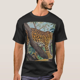 Camiseta Pastel Jaguar: desenho da selva.