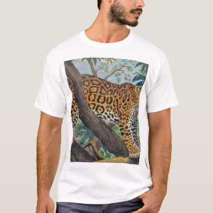 Camiseta Pastel Jaguar: desenho da selva.