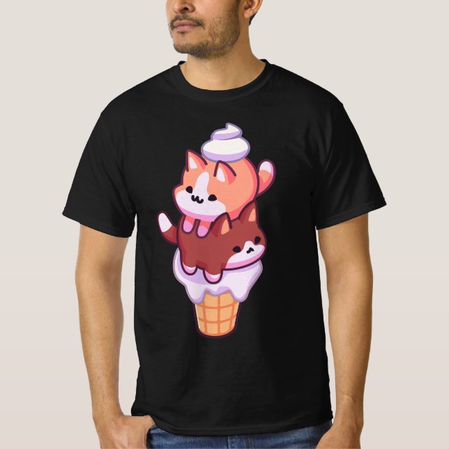 Camiseta Pastel Kawaii Ice Cream Kittens  (Frente)