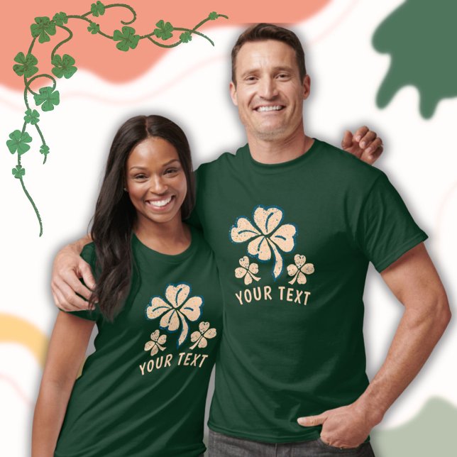 Camiseta Pastel Lucky Shamrock Clover Text Rua dia de Patri (Criador carregado)