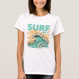 Camiseta Pastel macio colorido "Surf como uma menina"