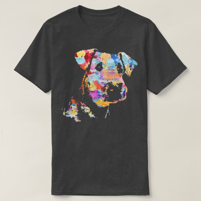 Camiseta Pastel Paint Airedale Terrier Retrato (Frente do Design)