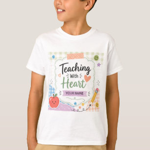 Camiseta Pastel Personalizado Xadrez Ensino Com Coração 