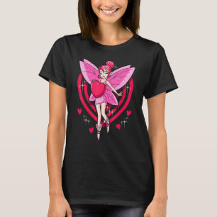 Camiseta Pastel Pink Fairy Com Raparigas De Coração Vermelh