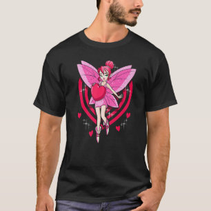 Camiseta Pastel Pink Fairy Com Raparigas De Coração Vermelh