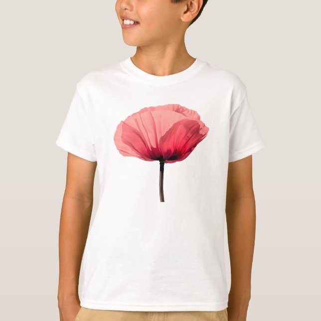 Camiseta Pastel Poppy Bloom Minimalismo (Frente)